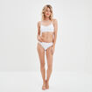 String côtelé avec dentelle blanc femme