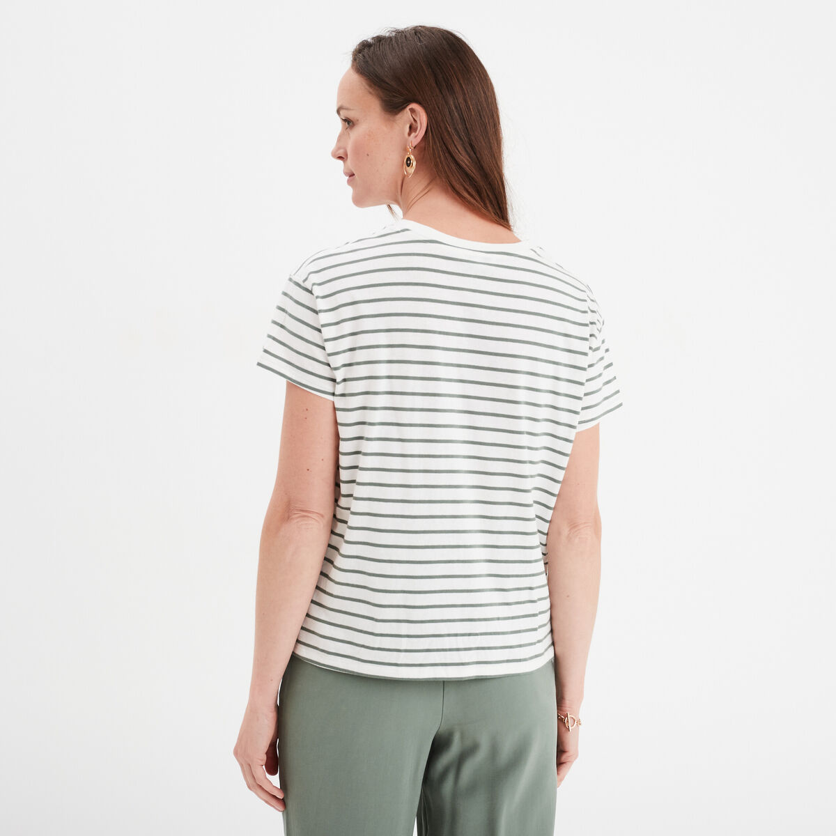 T-shirt manches courtes coton ecru femme