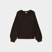Pull col rond manches longues marron fonc&eacute; femme