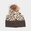 Bonnet &agrave; pompon fausse fourrure sable femme