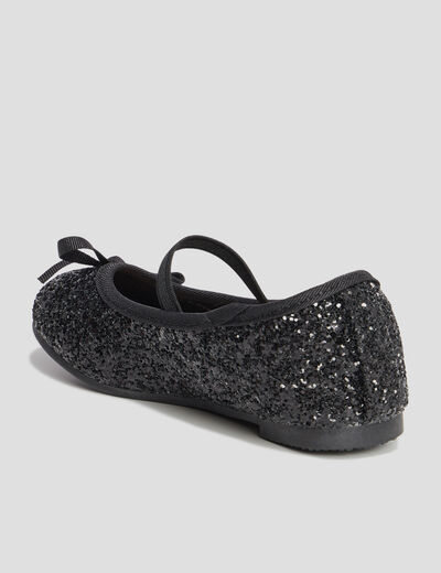 Ballerines à paillettes avec bride noir fille