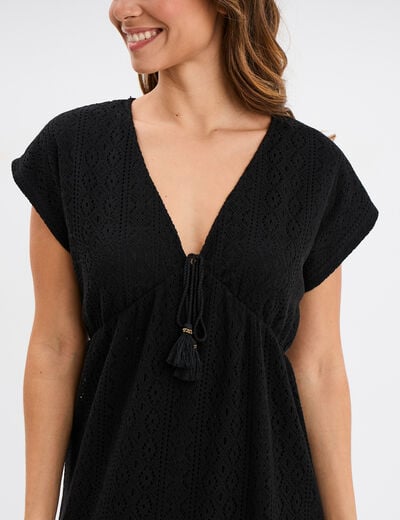 Robe dentelle manches courtes Liberto noir femme