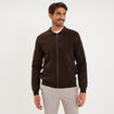 Gilet zipp&eacute; en maille manches longues marron fonc&eacute; homme