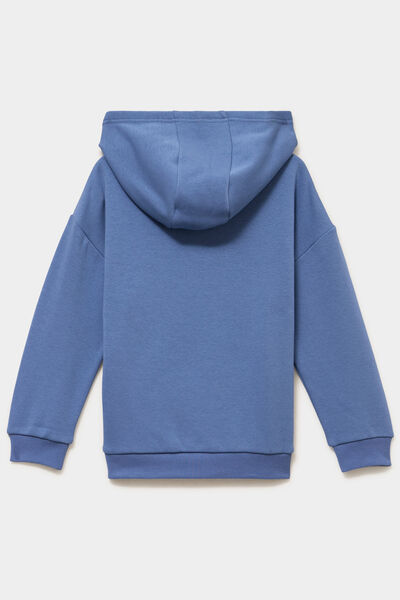 Sweat hoodie doubl&eacute; &agrave; capuche oversize bleu gar&ccedil;on
