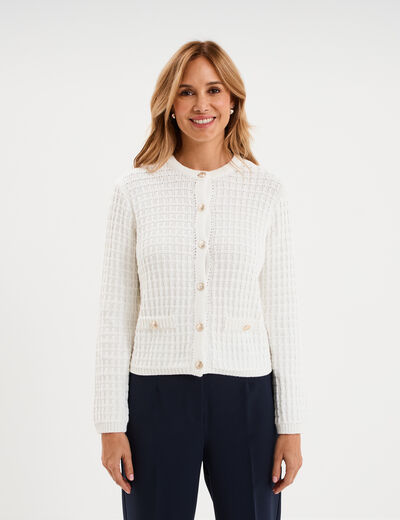 Gilet manches longues coton blanc femme