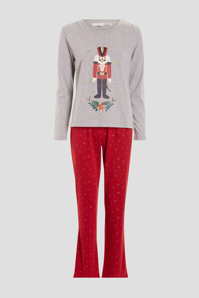 Ensemble pyjama 2 pièces gris clair femme
