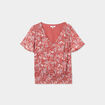 Blouse col en V taille élastiquée terracotta femme