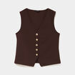 Gilet sans manches ajust&eacute; col en V marron fonc&eacute; femme