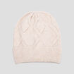 Ensemble bonnet et écharpe tricot sable femme