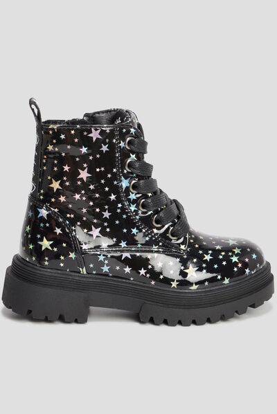Bottines vernies semelles crantées noir fille