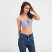 Soutien-gorge corbeille micro dentelle bleu clair femme