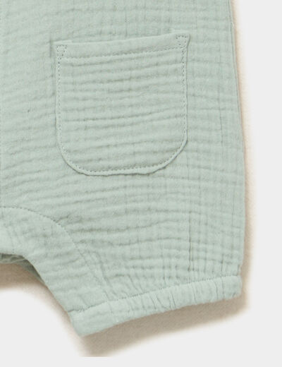 Combinaison coton sans manches vert pastel b&eacute;b&eacute;