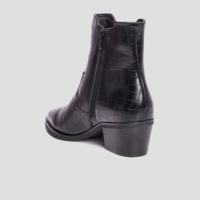 bottines santiags aspect croco a talons noir femme Bottines santiags aspect croco à talons noir femme