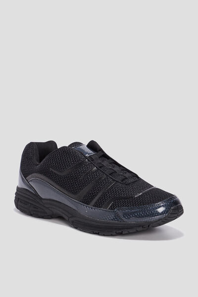 Baskets plates running élastiquées noir homme