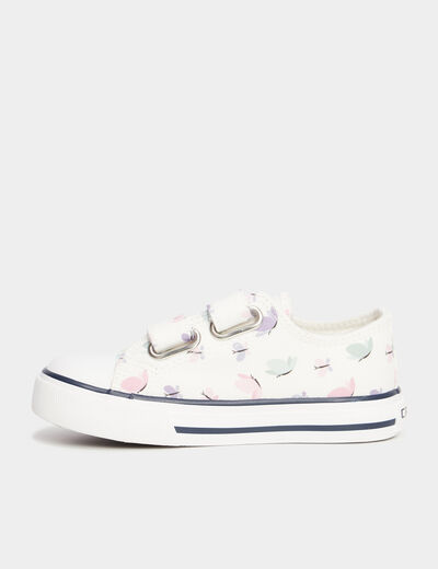 Tennis basses en toile scratchs multicolore fille