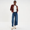Veste effet su&eacute;dine boutonn&eacute;e bordeaux femme