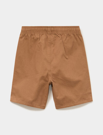 Bermuda short loose &eacute;lastiqu&eacute;e coton marron gar&ccedil;on