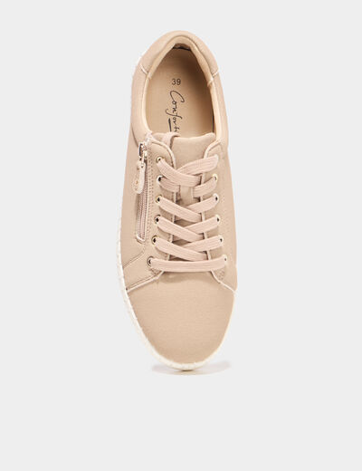 Tennis basses zipp&eacute;es sable femme