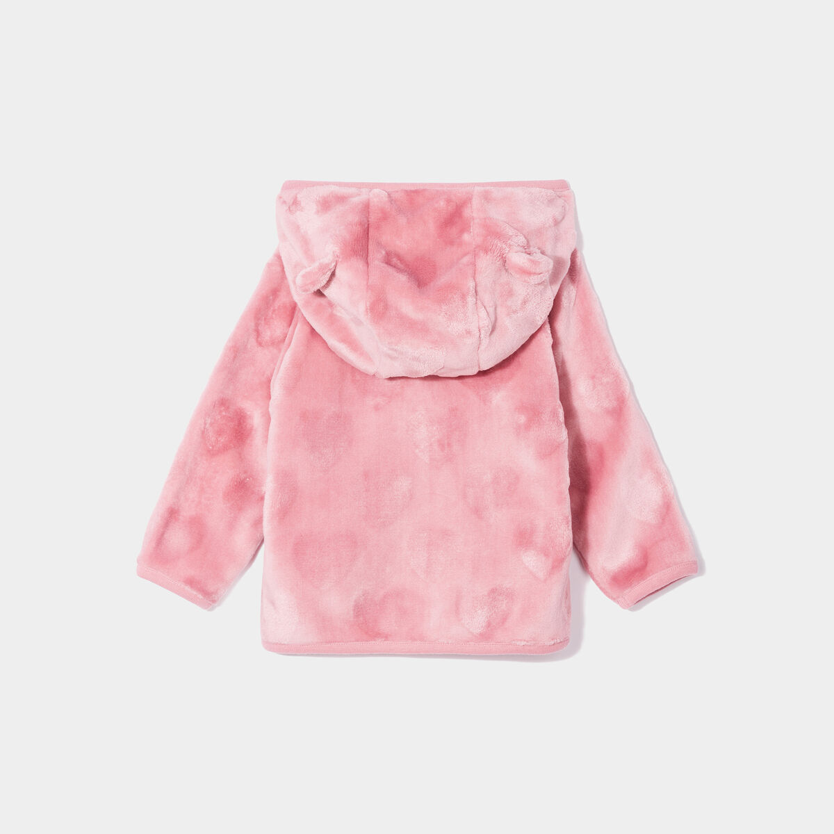 Gilet fausse fourrure zippé à capuche vieux rose bébé fille