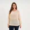 Pull manches longues col rond beige femme grande taille