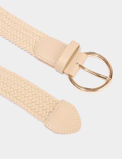 Ceinture tress&eacute;e avec boucle ronde sable femme