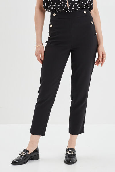 Pantalon droit à pont 2 poches Mosquitos noir femme