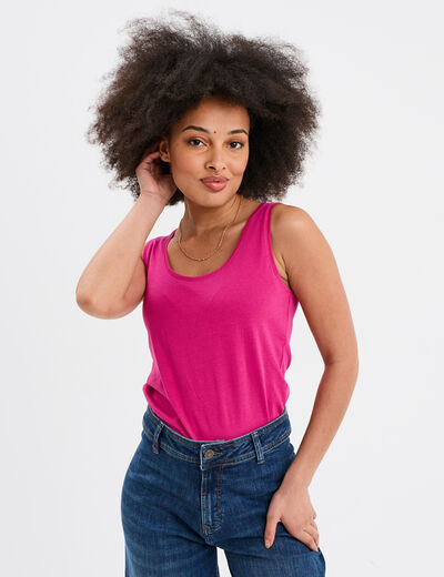 Débardeur bretelles larges coton rose fushia femme