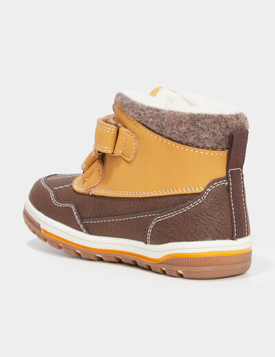 Bottines fourrées à scratchs Trappeur marron garçon
