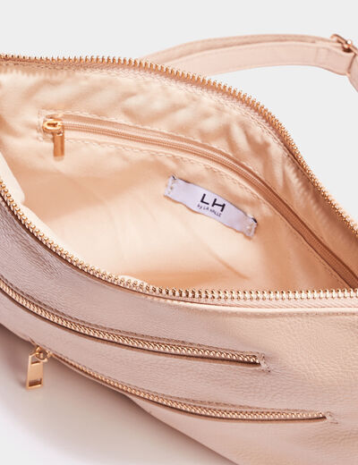 Sac en bandoulière détails zippés ivoire femme