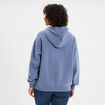 Sweat zipp&eacute; &agrave; capuche bleu gris femme