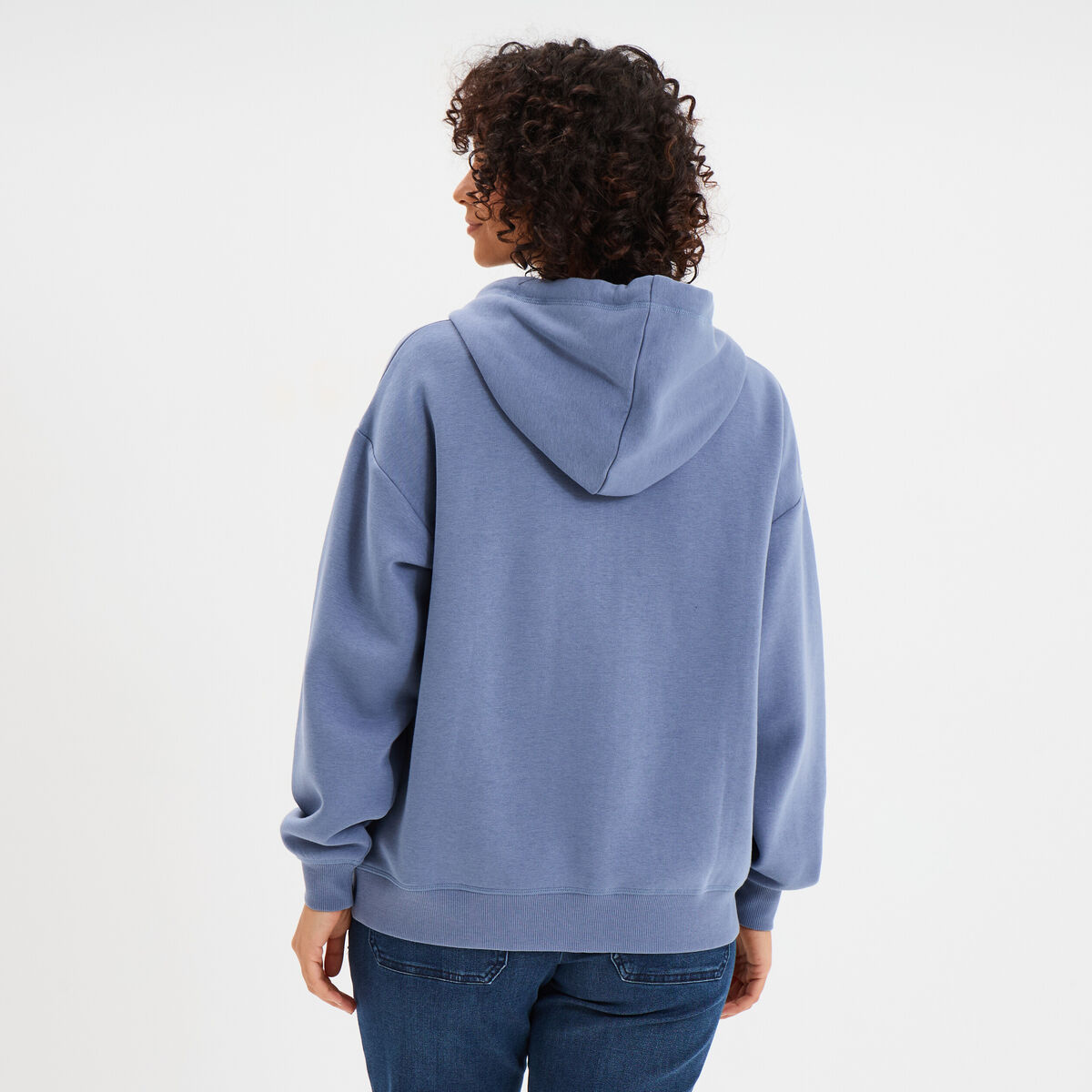 Sweat zipp&eacute; &agrave; capuche bleu gris femme