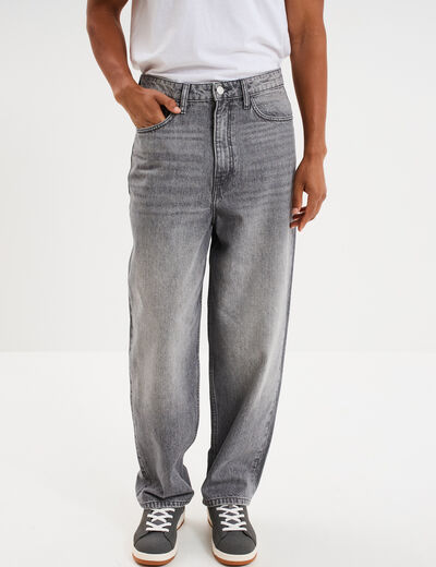 Jeans baggy 5 poches coton denim gris homme