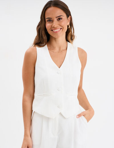 Veston sans manches blanc femme
