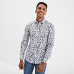 Chemise ajustée col français blanc homme