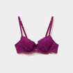 Soutien-gorge corbeille padd&eacute; dentelle violet fonc&eacute; femme