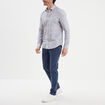 Chemise droite imprim&eacute;e manches longues blanc homme