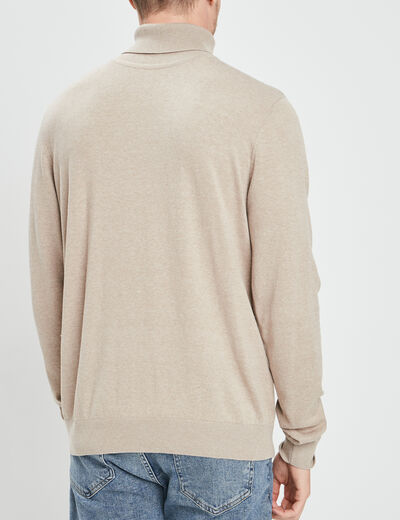 Pull avec col roul&eacute; sable homme