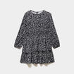 Robe courte patineuse &agrave; volants smock&eacute;e noir fille