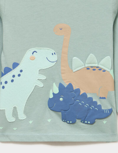 T-shirt coton manches longues vert pastel b&eacute;b&eacute; gar&ccedil;on