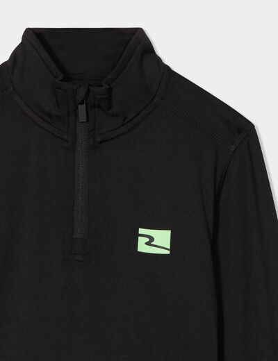 T-shirt col camionneur zippé noir garçon