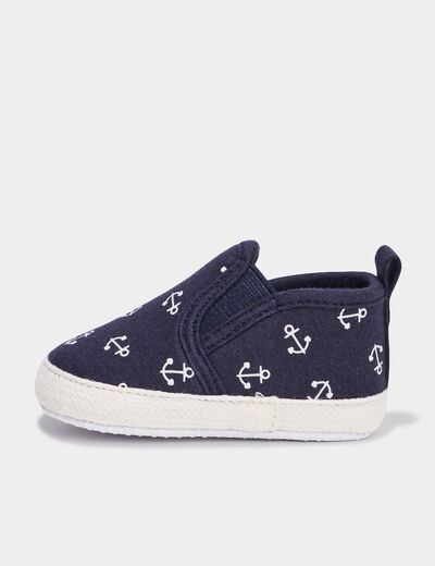 Bottons layette à scratchs bleu marine bébé garçon