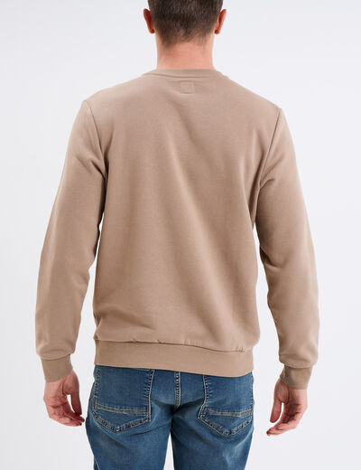 Sweat molleton col rond taupe homme