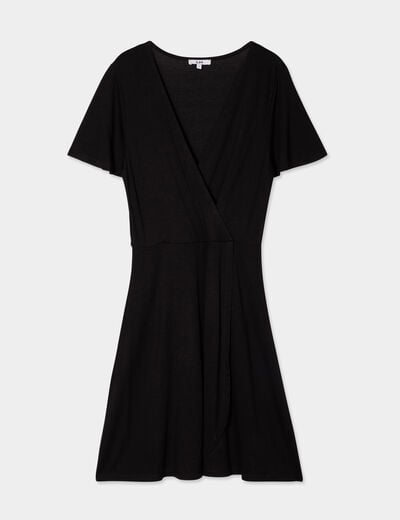 Robe patineuse manches courtes noir femme