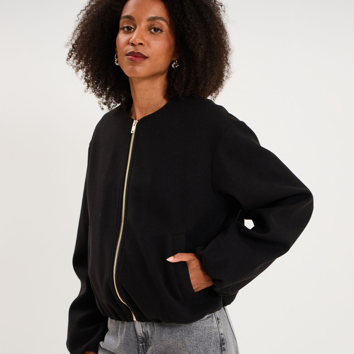 Veste boule oversize noir femme