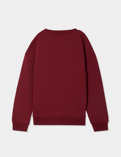 Sweat oversize manches longues col rond bordeaux garçon