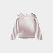 T-shirt marini&egrave;re col rond avec boutons ecru femme
