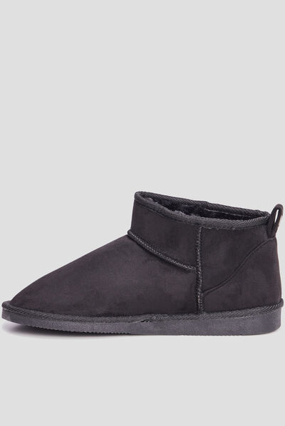 Bottines imitation fourrure noir femme