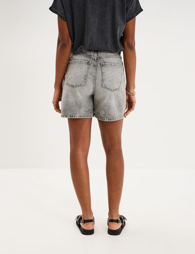 Short mom en jean 5 poches denim gris clair femme