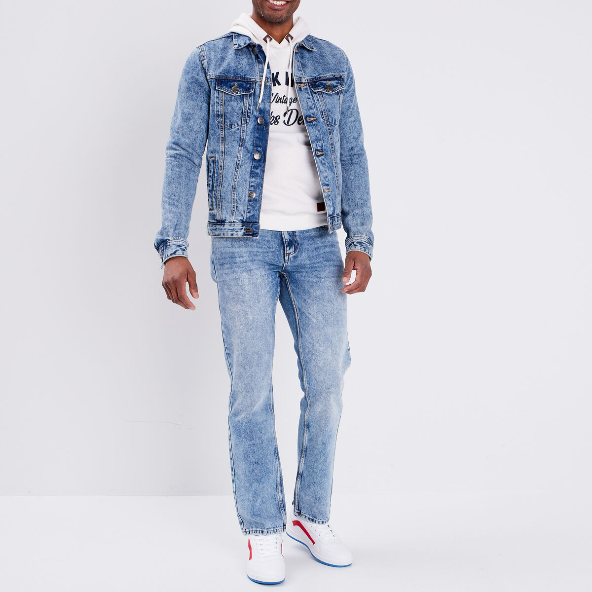 Jeans regular stretch ceinturé denim double stone homme