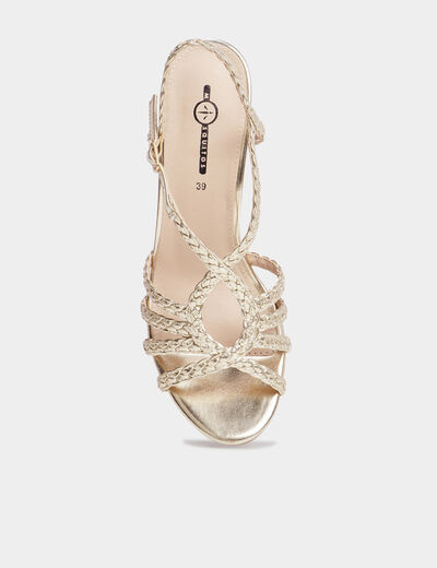Sandales brides tress&eacute;es Mosquitos jaune or femme